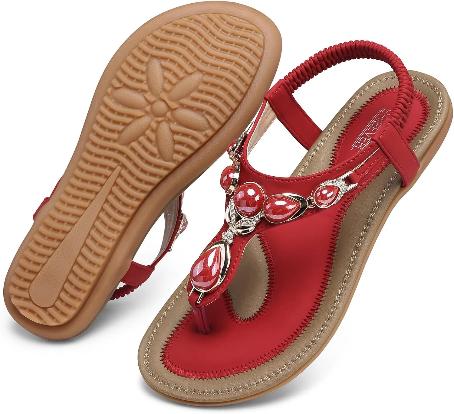 SHIBEVER Flat Sandals for Women Dressy: Summer Comfortable Dress Thong Flats Sandal