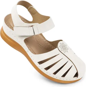 SHIBEVER Women Comfortable Flat Sandals: Dressy Summer Sandal - Closed Toe Fisherman Sandals
