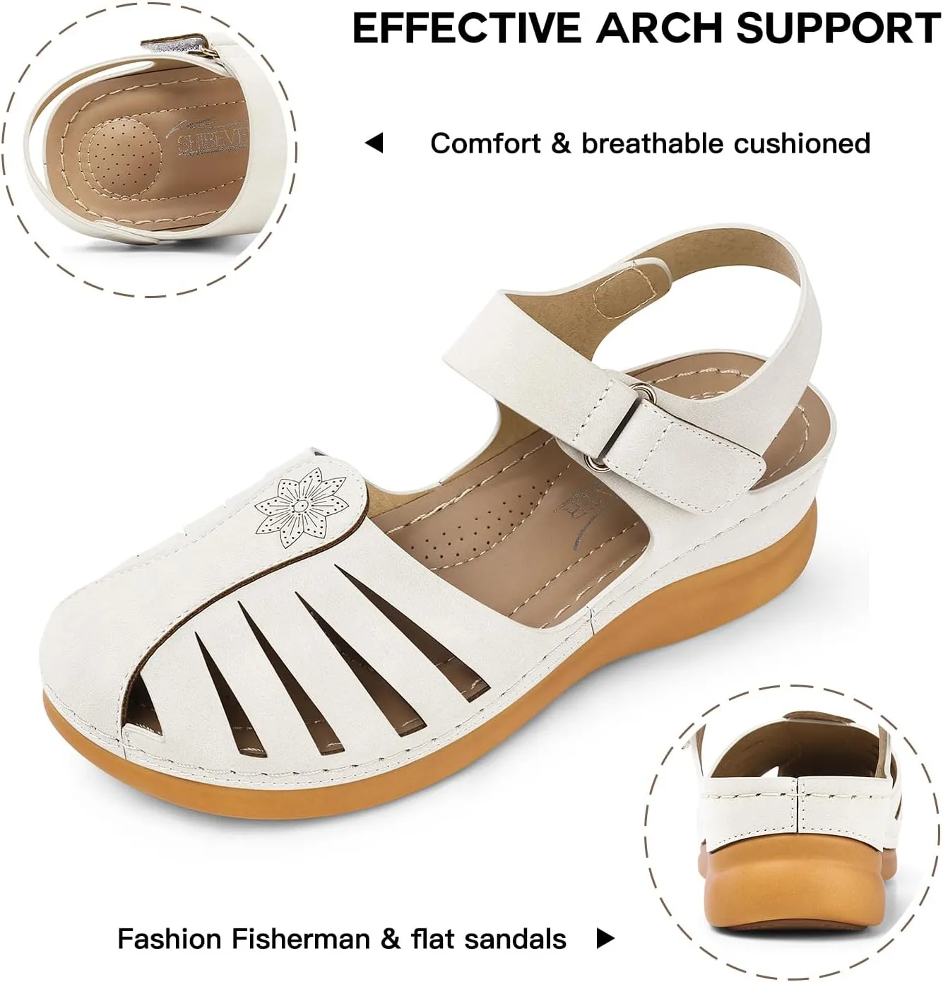SHIBEVER Women Comfortable Flat Sandals: Dressy Summer Sandal - Closed Toe Fisherman Sandals