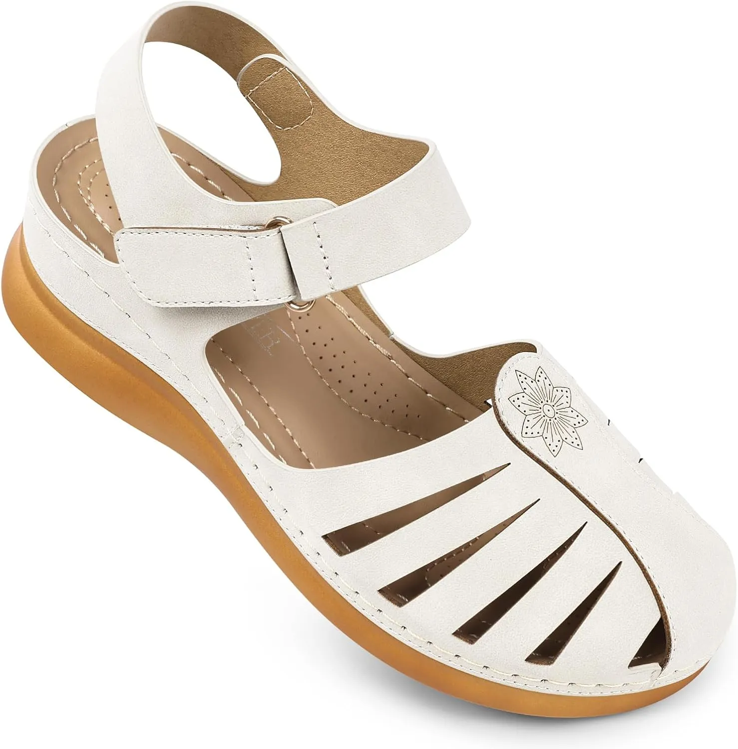 SHIBEVER Women Comfortable Flat Sandals: Dressy Summer Sandal - Closed Toe Fisherman Sandals
