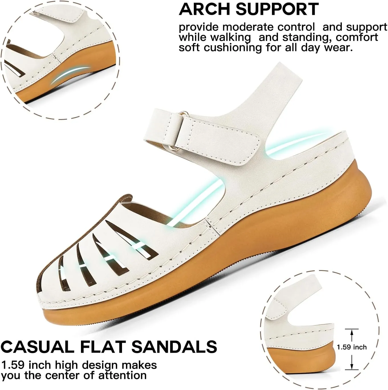 SHIBEVER Women Comfortable Flat Sandals: Dressy Summer Sandal - Closed Toe Fisherman Sandals