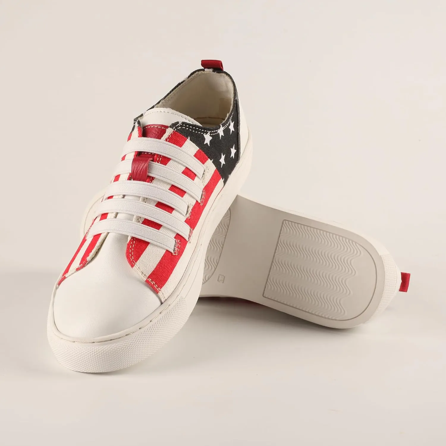 SHOELANDER Women's Lace Up Flats Shoes with Stripe Pattern Comfortable and Breathable