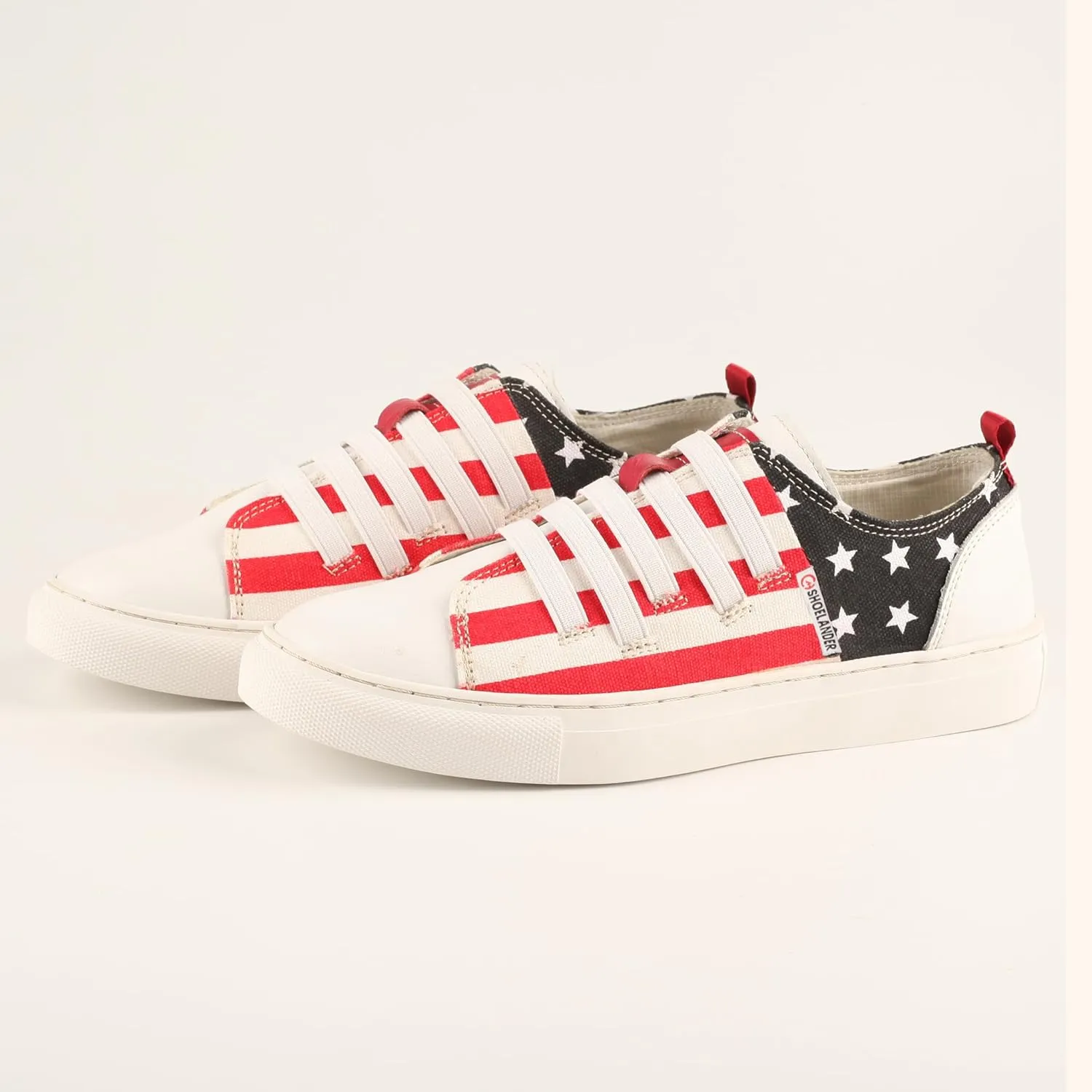 SHOELANDER Women's Lace Up Flats Shoes with Stripe Pattern Comfortable and Breathable