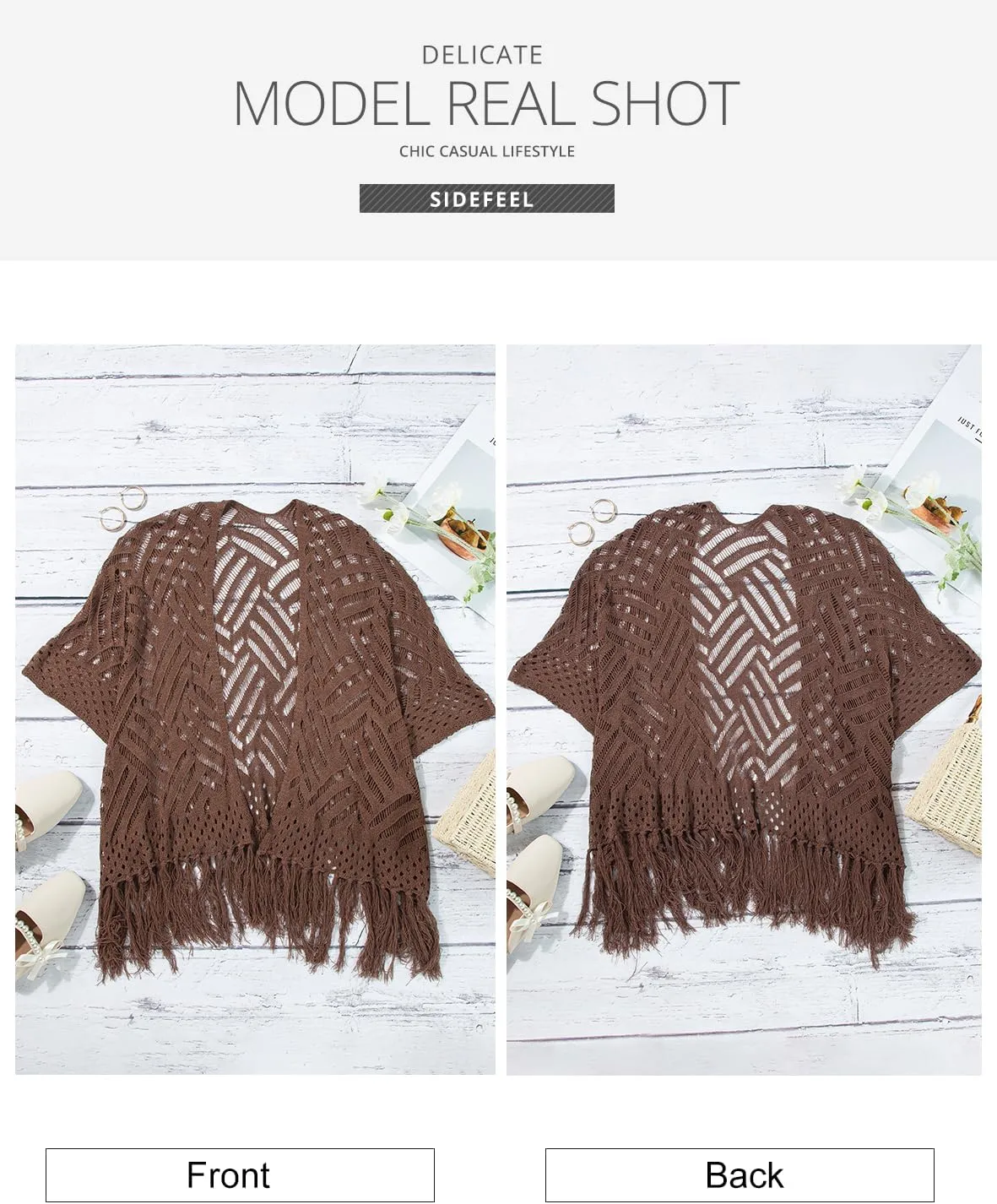 Sidefeel Women's 2025 Cropped Crochet Top Lightweight Summer Cardigan Beach Kimono Cover Ups