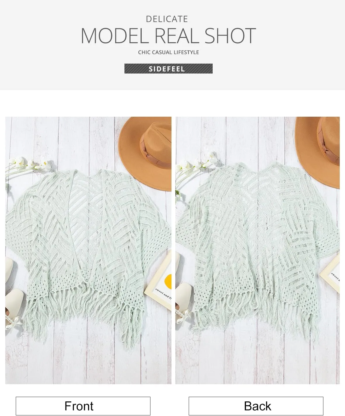 Sidefeel Women's 2025 Cropped Crochet Top Lightweight Summer Cardigan Beach Kimono Cover Ups