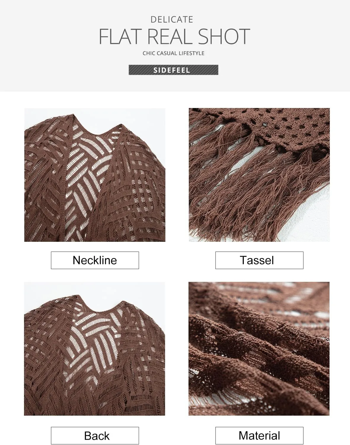 Sidefeel Women's 2025 Cropped Crochet Top Lightweight Summer Cardigan Beach Kimono Cover Ups