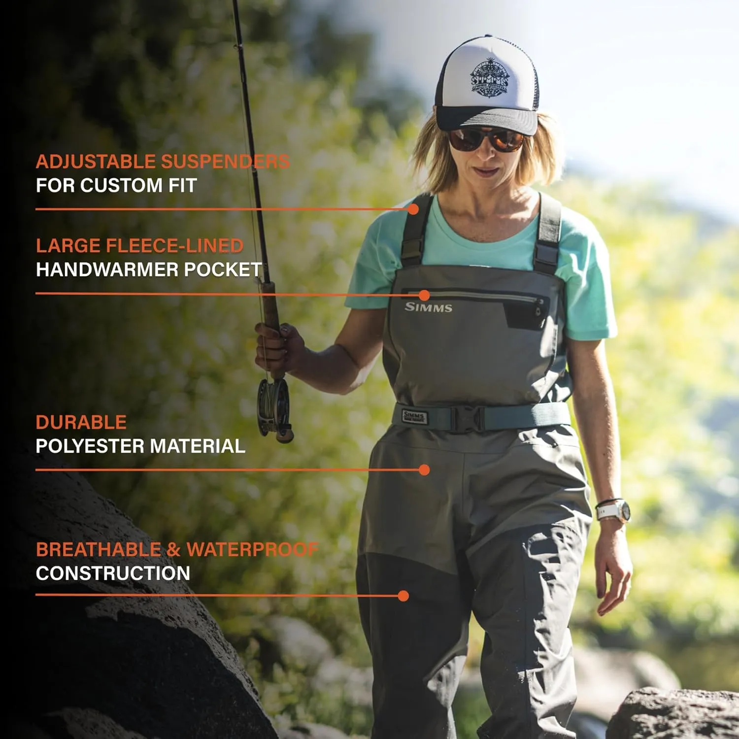 Simms Women's Tributary Stockingfoot Chest-High Fly Fishing Waders - Durable, Breathable, Waterproof Waders for Women
