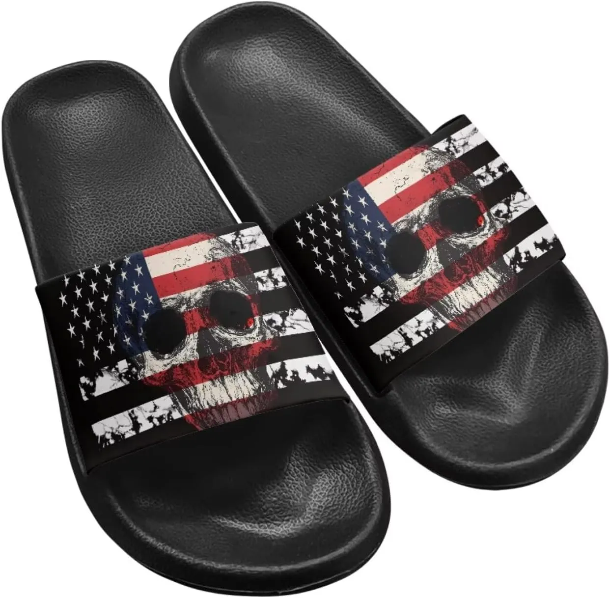 Skull Sandals Women Non-Slip Single Band Slide Sandals Non-Slip Soft Sole Flat Slippers For Indoor Outdoor