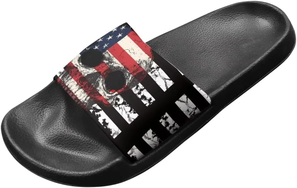 Skull Sandals Women Non-Slip Single Band Slide Sandals Non-Slip Soft Sole Flat Slippers For Indoor Outdoor