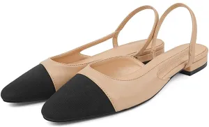 Slingbacks Heels for Women Two Tone Shoes Block Heels Casual Wedding Dress Shoes