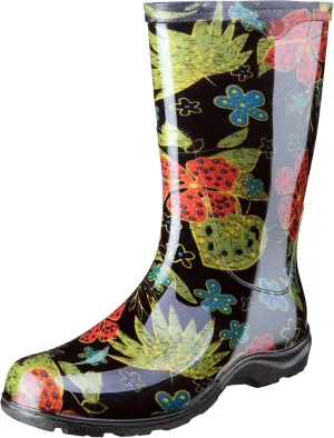 Sloggers Women's Waterproof Rain and Garden Boot with Comfort Insole, Midsummer Black, Size 9, Style 5002BK09