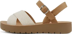 Soda CHESTER ~ Women Flat Sandals Flatform Ankle Buckle Criss Cross Band Straps Sandals Shoes