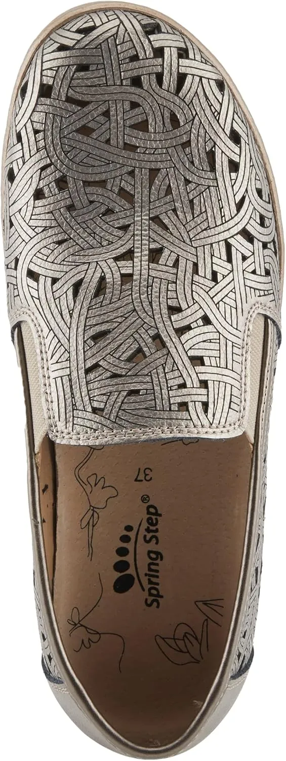 Spring Step NIFONELA Women's Slip-On Sneaker - Elastic Gore, Laser Cut Details, Removable Insole