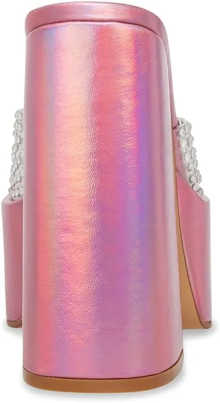 Steve Madden Womens Ruby Embellished Slip-On Platform Sandals