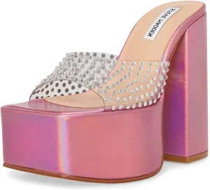 Steve Madden Womens Ruby Embellished Slip-On Platform Sandals