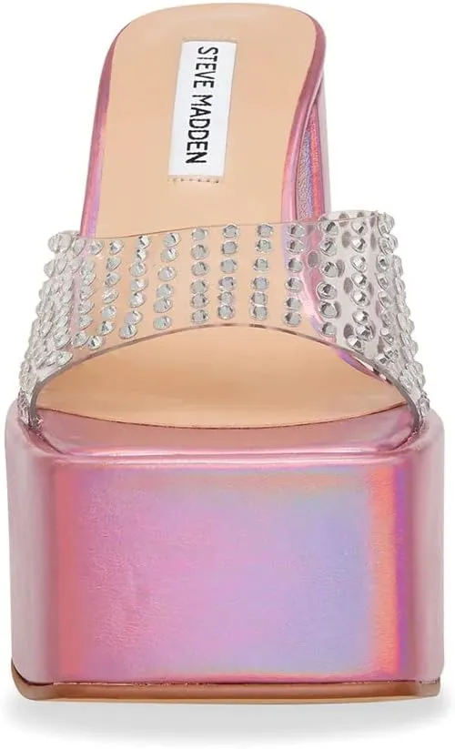 Steve Madden Womens Ruby Embellished Slip-On Platform Sandals