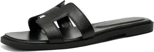 Stratuxx Kaze Womens Flat Sandals Flat Slide Sandals White,Black, Brown,Metallic Flat Sandals Leopard