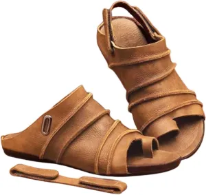 Summer Plus Size Fish Big Toe Bone Orthopedic Bunion Sandals for Women, Fashion Comfort Paste Bring Adjustable Flat Sandals, for Orthopedic Big Toe Bone Correction Beach Travel