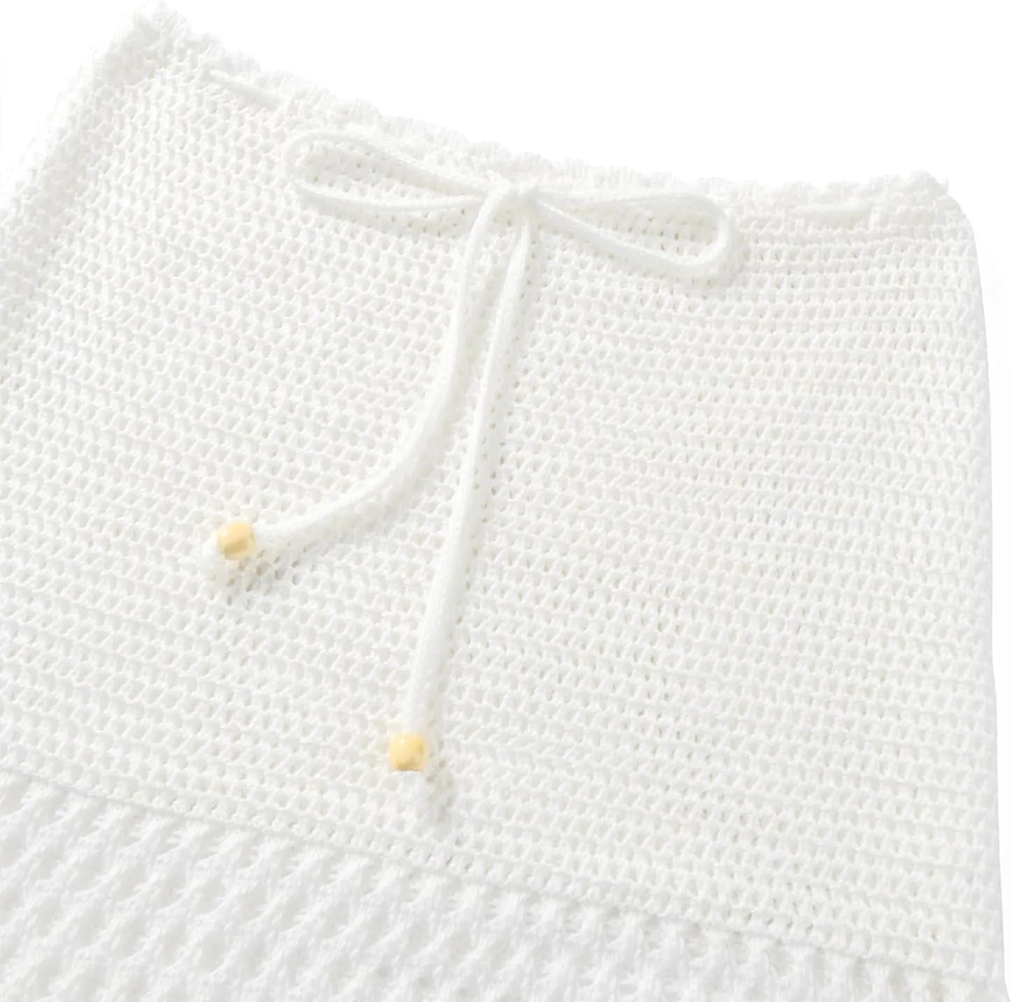 Sunloudy Women 2Pcs Crochet Knit Skirt Set Tube Crop Top   High Waist Bodycon Skirt Cover Up Beachwear