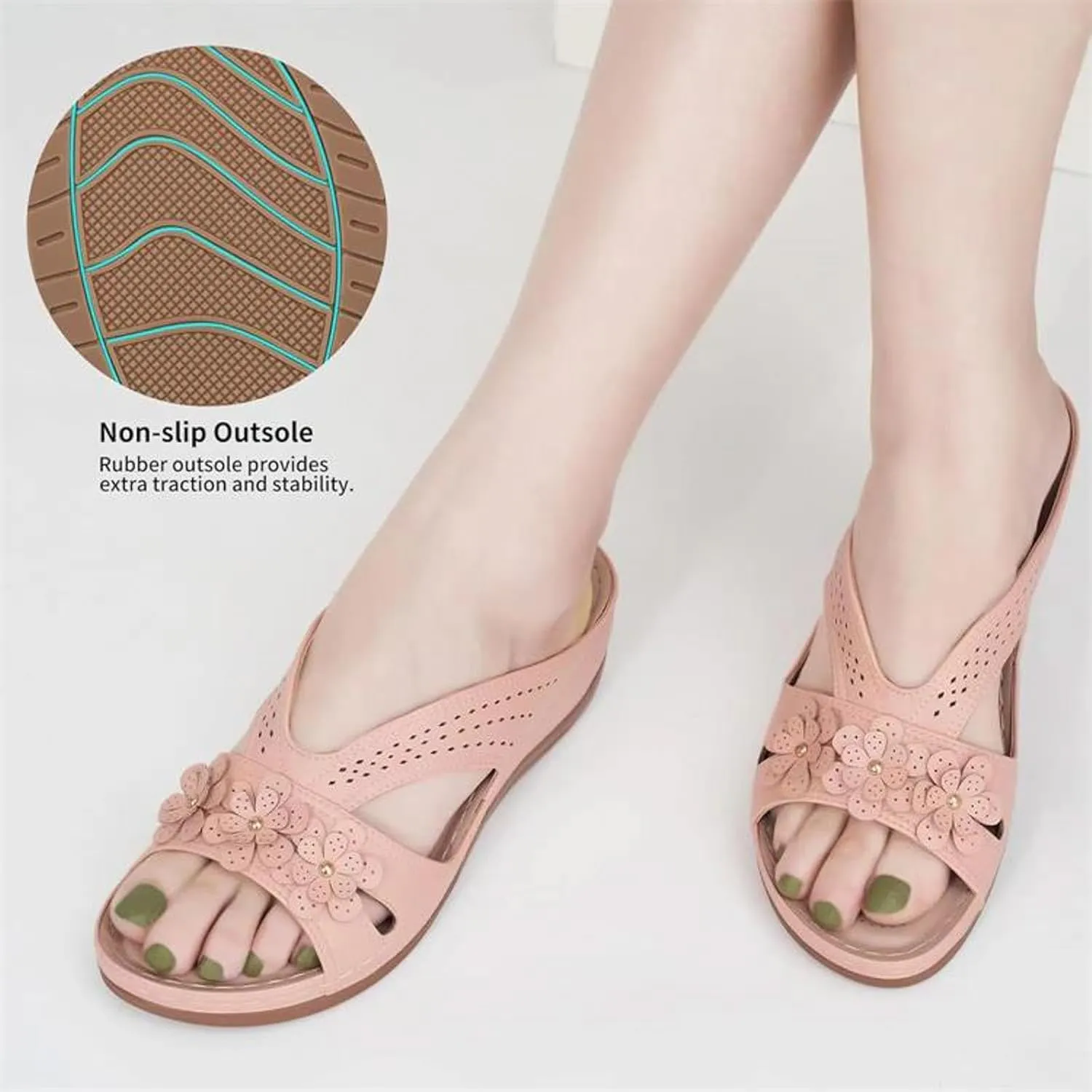 Temperament Wedge Sandals for Women Lightweight Memory Foam Sandals Arch Support Walking Wedges Sandals for Women Tan