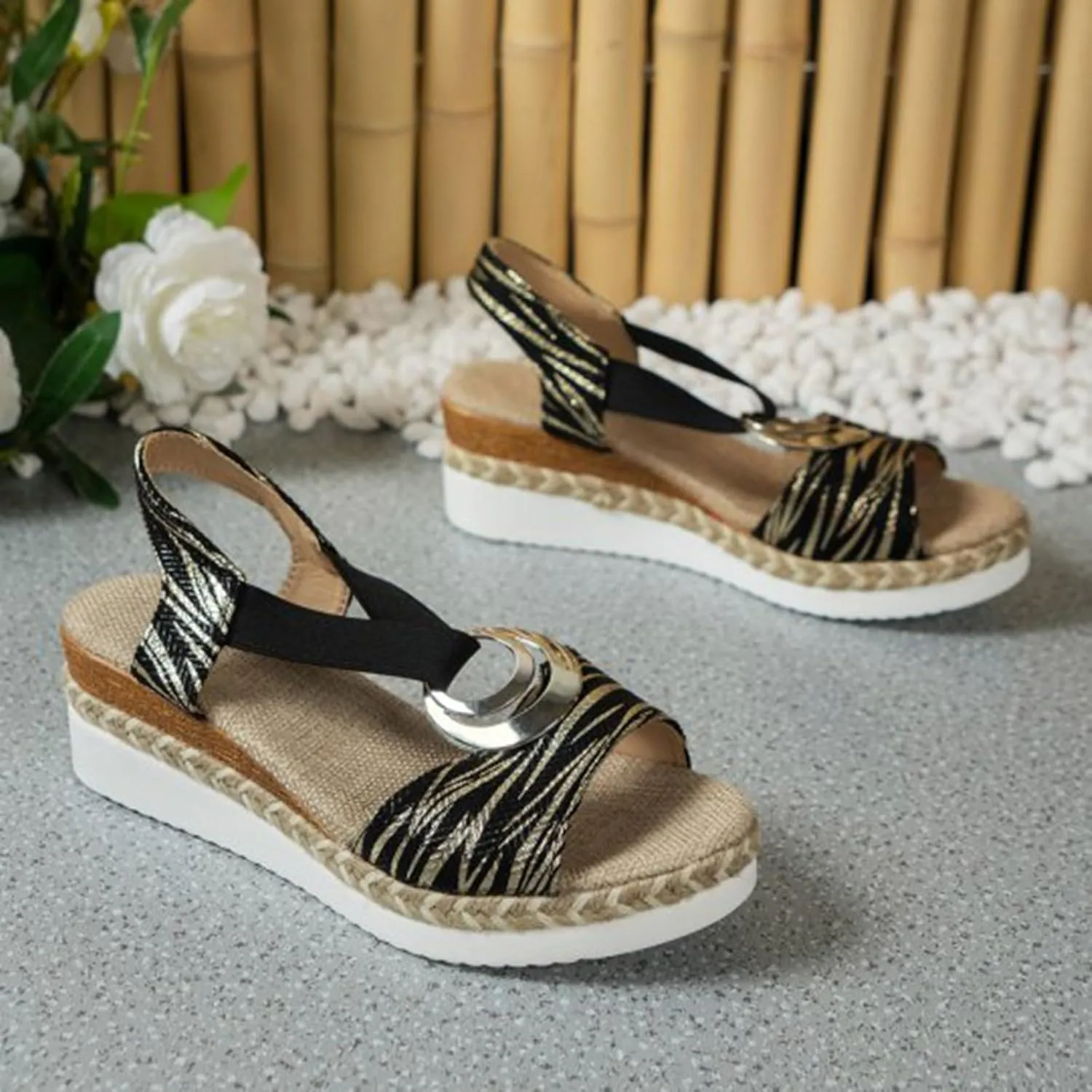 Thick Soled Rope Platform Soled Roman Sandals Women's Casual Thick Soled Sandals Women Women's Sandals Size 8 1/2