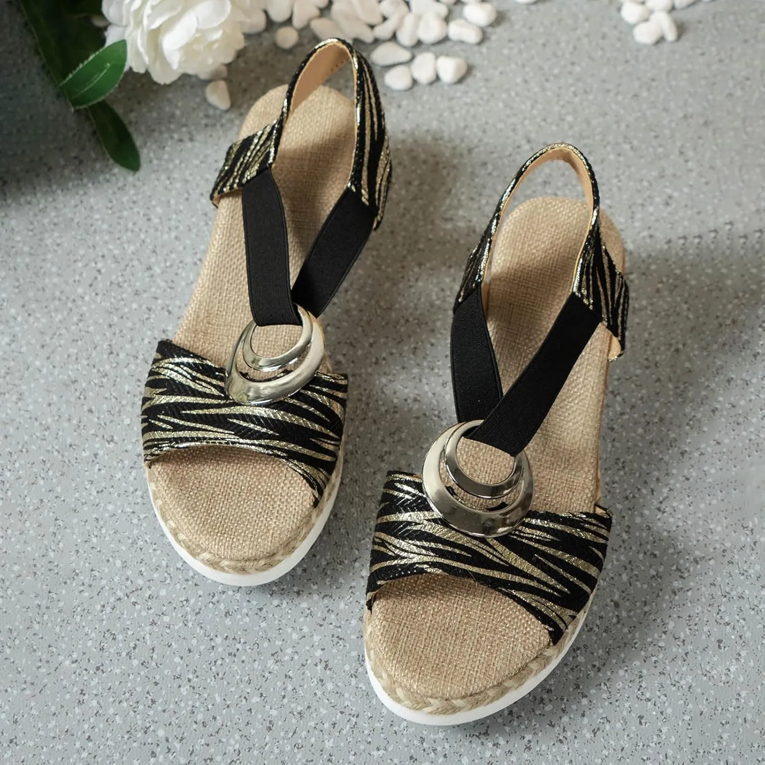 Thick Soled Rope Platform Soled Roman Sandals Women's Casual Thick Soled Sandals Women Women's Sandals Size 8 1/2