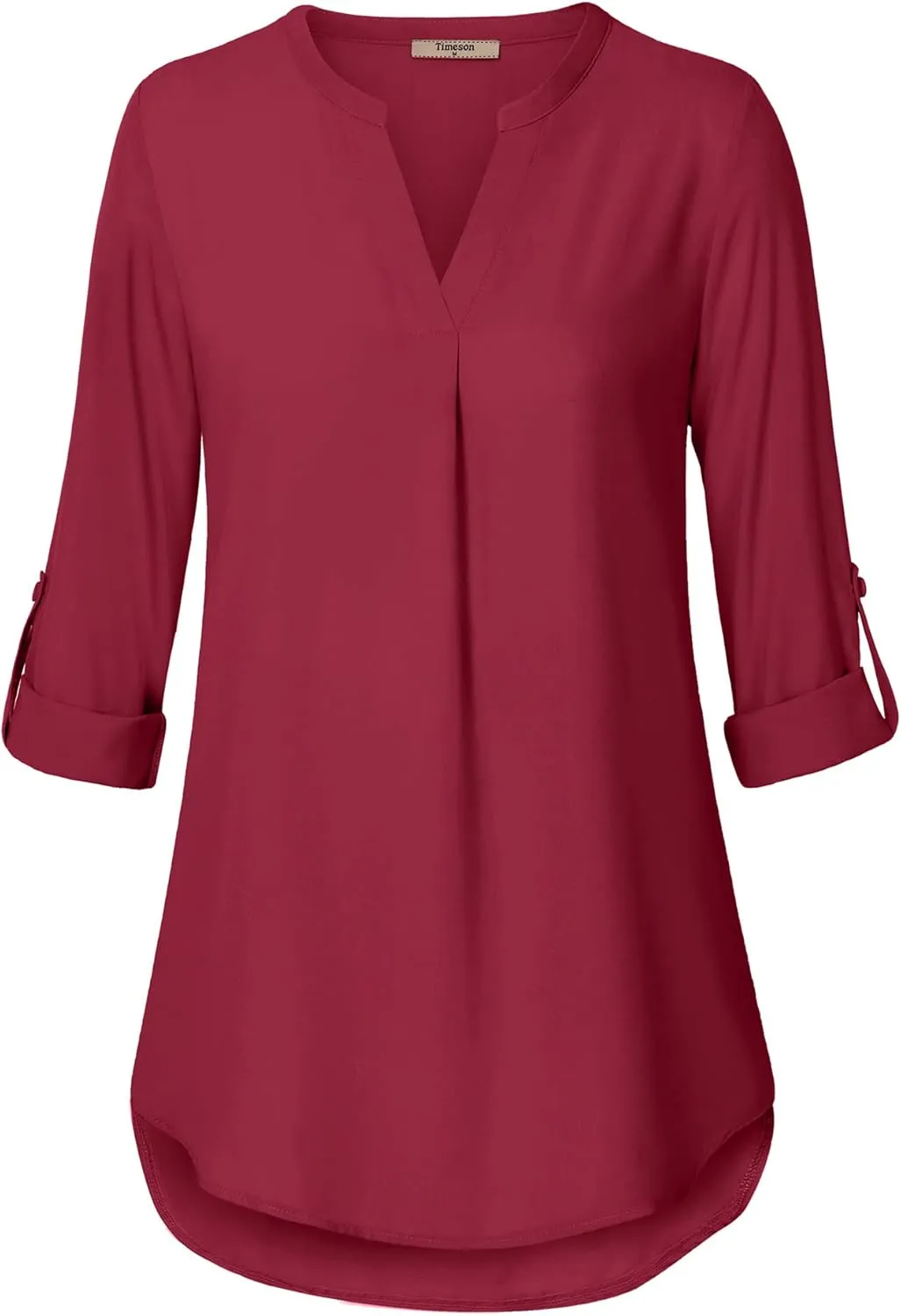 Timeson Women's Casual Chiffon V Neck 3/4 Sleeve Blouse Tops