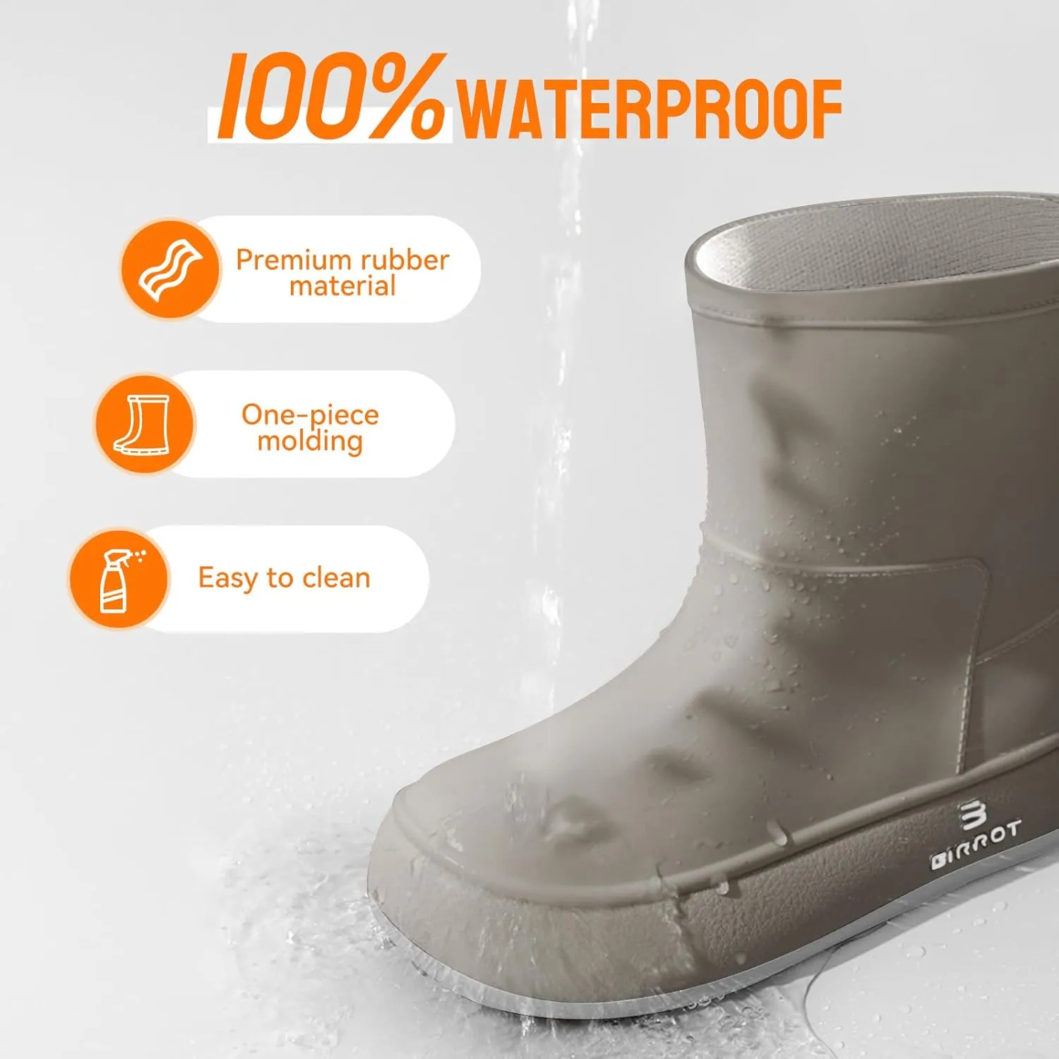 Tmore Womens Rain Boots Waterproof Rubber Boots Fashion Mid Calf Garden Shoes Slip on Rainboots with Comfort Insoles Lightweight Outdoor Work Boots