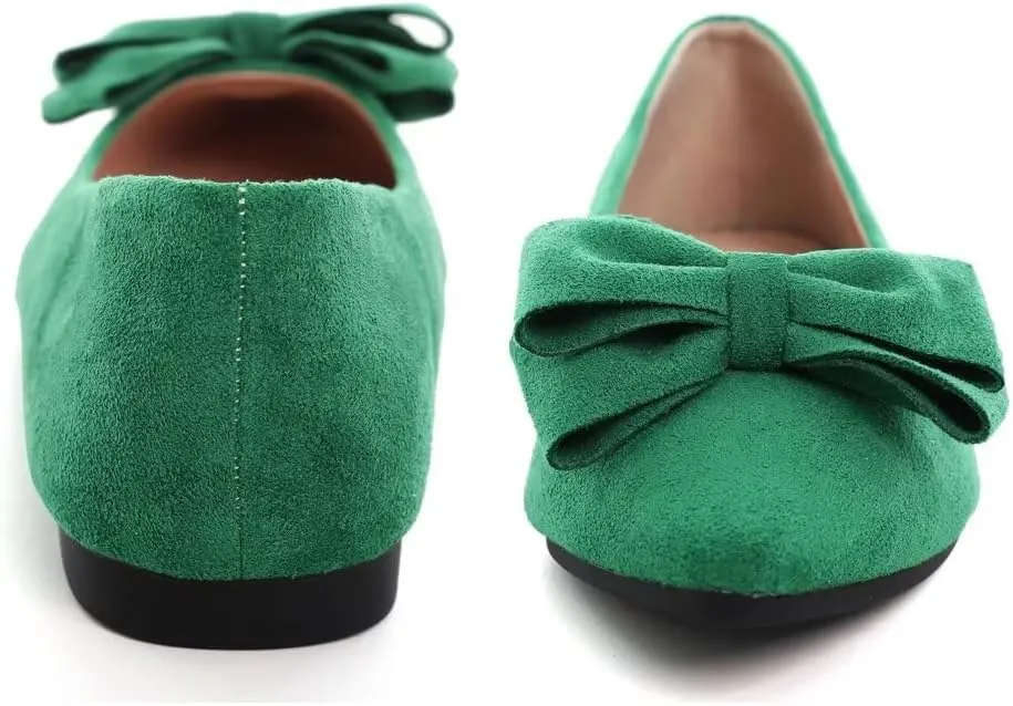 TN TANGNEST Women's Summer Dress Flats - Comfortable Pointed Toe Bowknot Ballet Shoes for Woman - Soft Suede Driving Flats