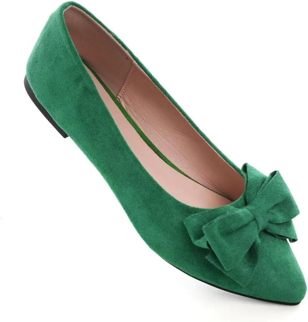 TN TANGNEST Women's Summer Dress Flats - Comfortable Pointed Toe Bowknot Ballet Shoes for Woman - Soft Suede Driving Flats