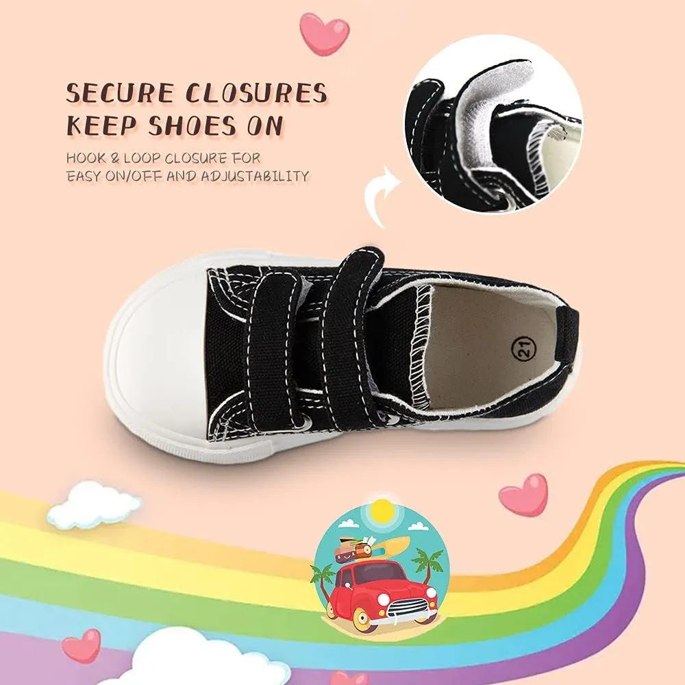 Toddler Boys and Girls Low Top Canvas Adjustable Strap Sneakers
