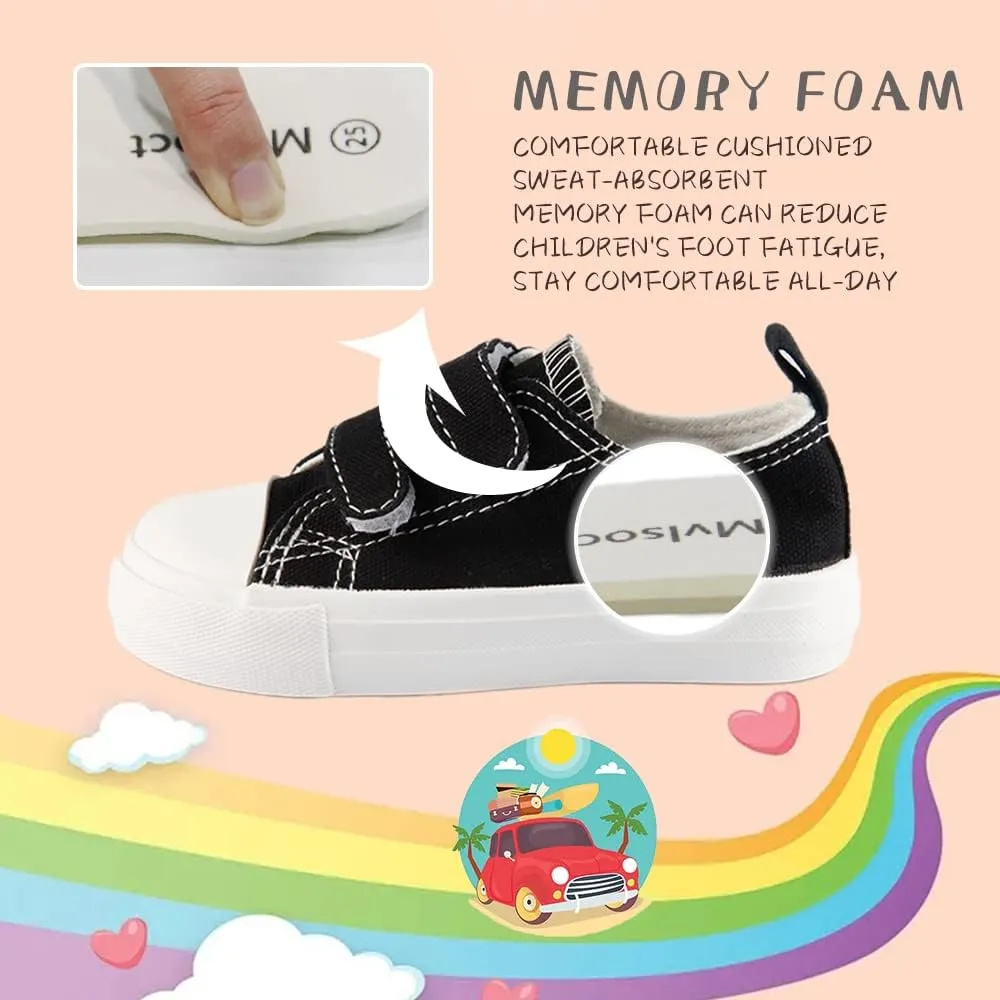 Toddler Boys and Girls Low Top Canvas Adjustable Strap Sneakers