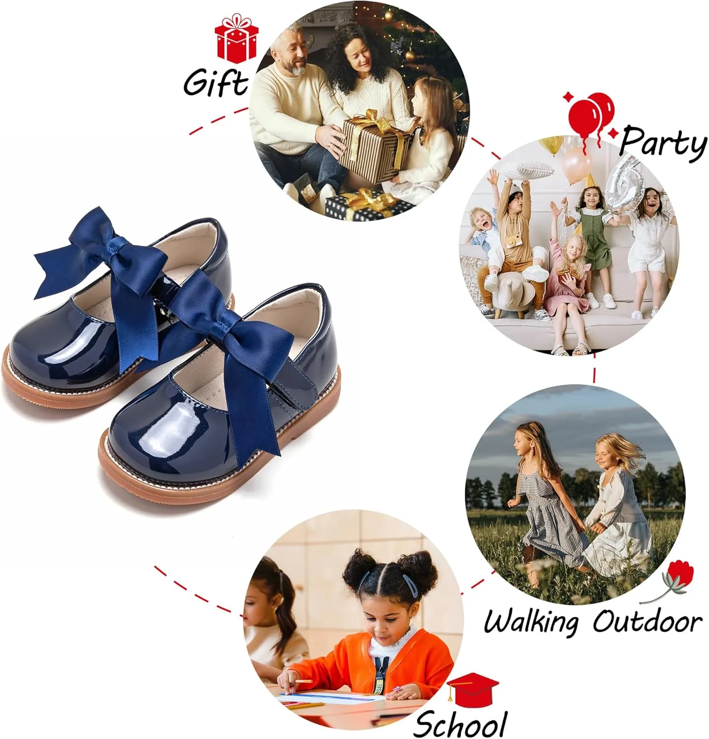 Toddler Girl Mary Jane Dress Shoes-Little Girl School Uniform Shoes for Wedding Party