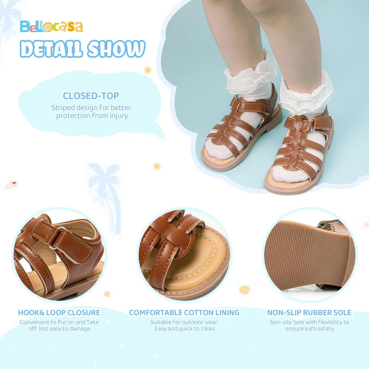 Toddler Girls Sandals Little Girl Summer Flat Sandal Baby Open Toe Outdoor Beach Holiday Dress Shoes