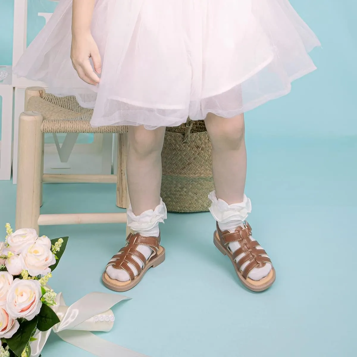 Toddler Girls Sandals Little Girl Summer Flat Sandal Baby Open Toe Outdoor Beach Holiday Dress Shoes