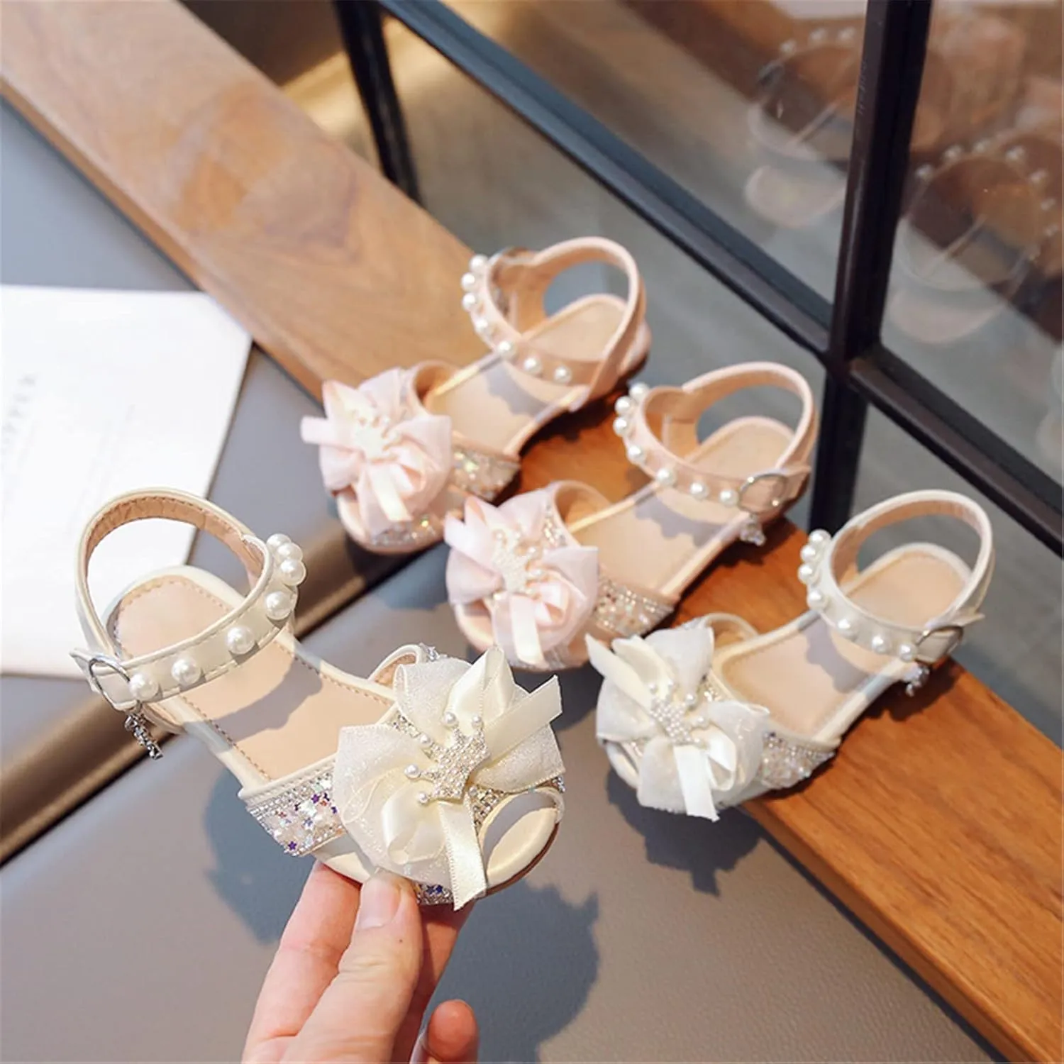Toddler Girls Sandals Soft Rubber Flat Shoes Cute Lace Bow Princess Sandals Summer Baby Flower Girl Shoes