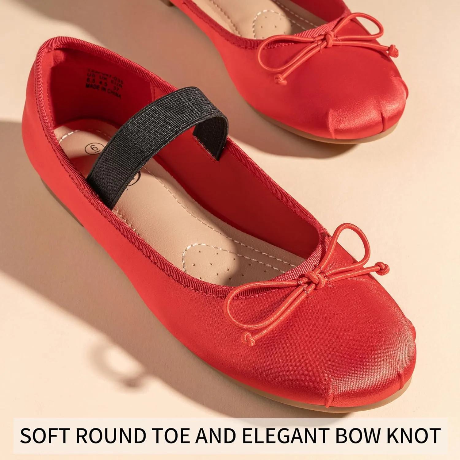 Trary Ballet Flats for Women, Mary Jane Shoes Women, Women's Flats, Round Toe Flats Shoes Women, Comfortable Flats Shoes for Women, Cute Bowknot Dress Shoes, Elastic Straps Mary Janes for Women