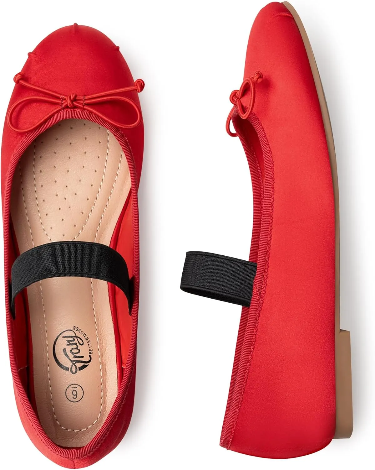 Trary Ballet Flats for Women, Mary Jane Shoes Women, Women's Flats, Round Toe Flats Shoes Women, Comfortable Flats Shoes for Women, Cute Bowknot Dress Shoes, Elastic Straps Mary Janes for Women