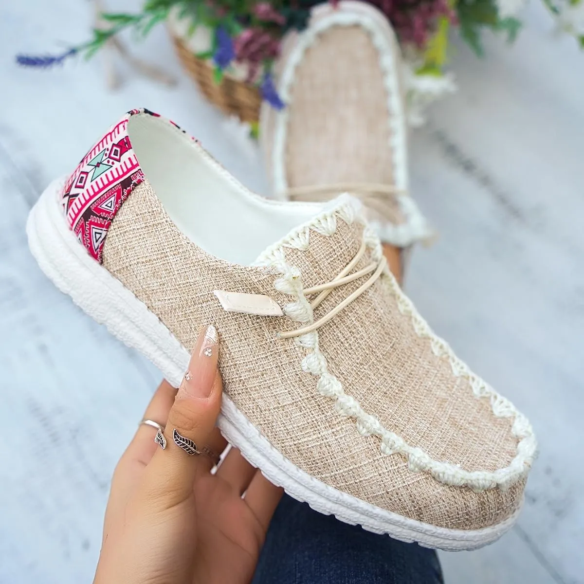 Unisex Slip-on Plaid Canvas Loafers for Women Men Low Top Outdoor Flat Walking Shoes Drving Shoes Sneakers| Comfortable & Light-Weight