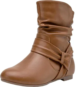 Vepose Women's Slouch Ankle Flat Boots Fashion Short Low Heel Zipper 939A Booties