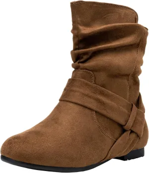 Vepose Women's Slouch Ankle Flat Boots Fashion Short Low Heel Zipper 939A Booties