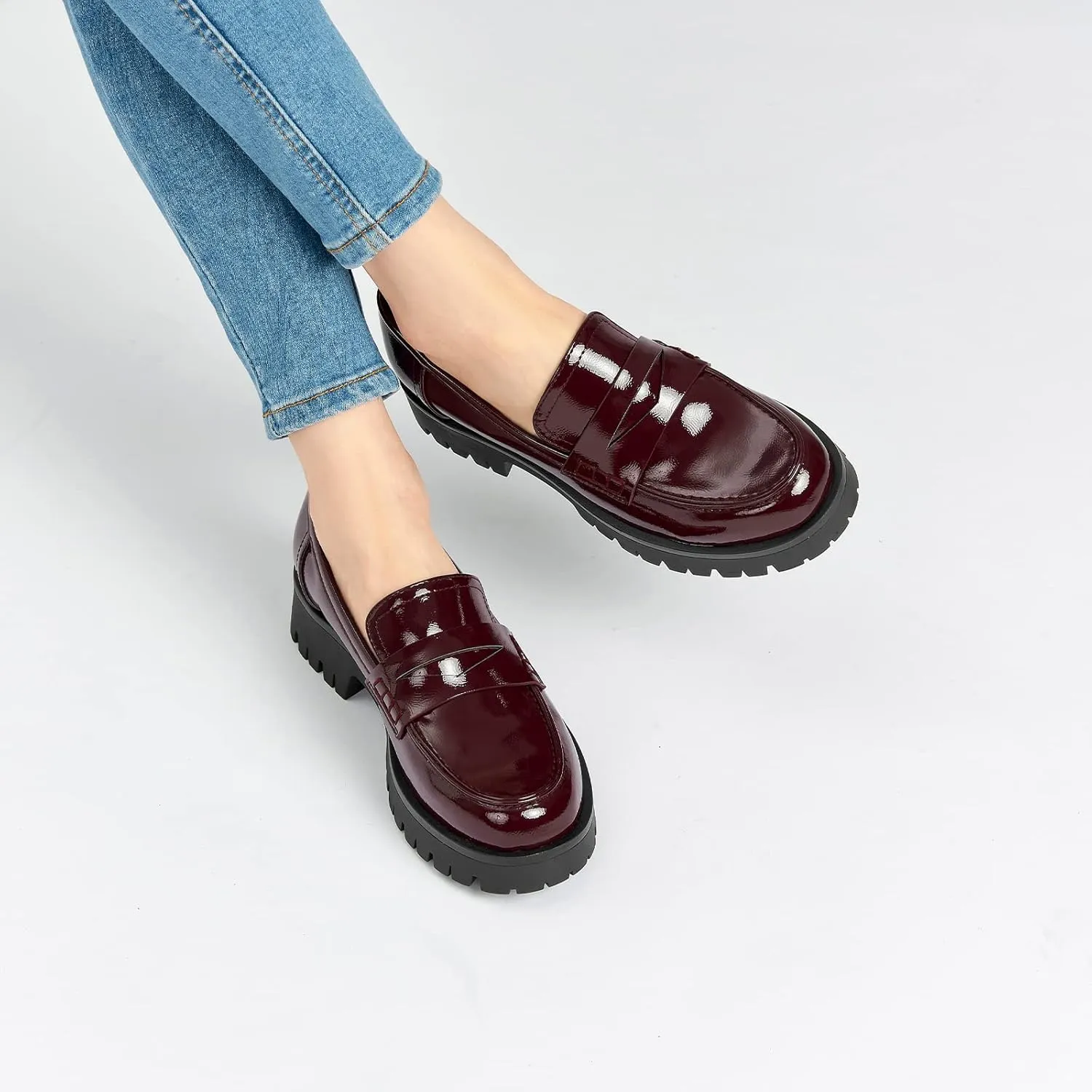 VERDASCO Womens Chunky Heeled Loafers, Comfort Bussiness Casual Dress Shoes