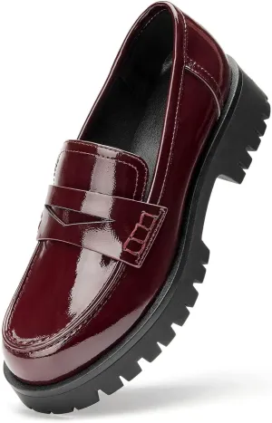 VERDASCO Womens Chunky Heeled Loafers, Comfort Bussiness Casual Dress Shoes
