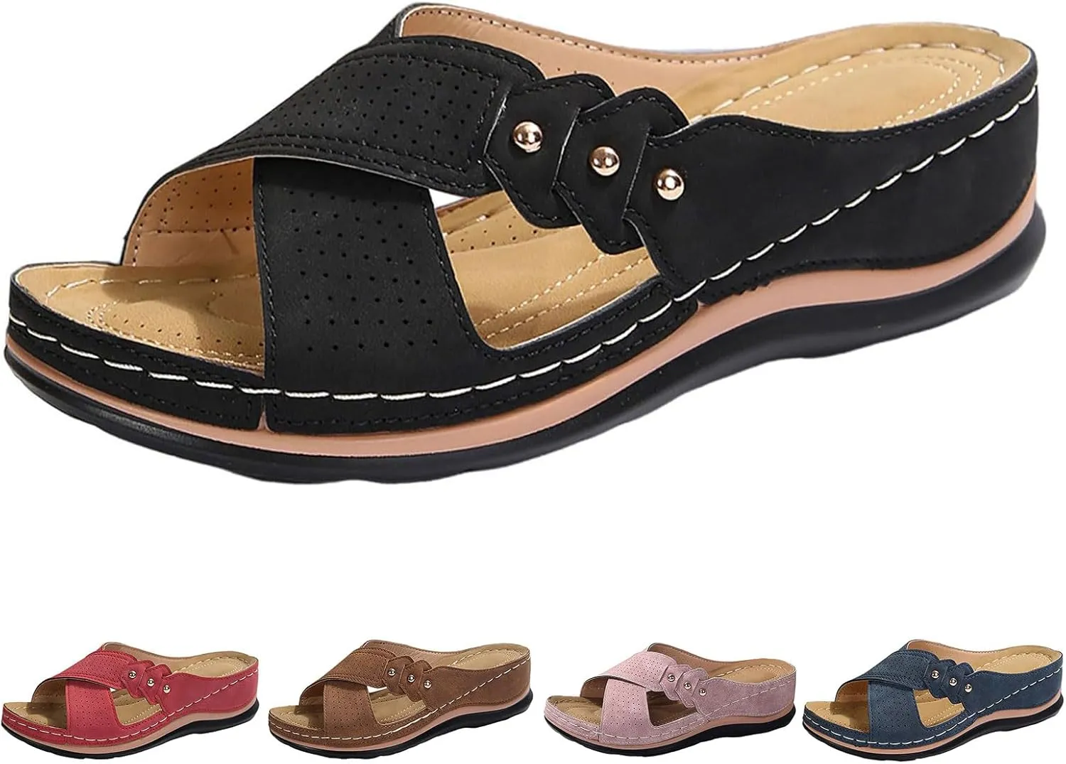 Wedge Sandals for Women Comfortable Summer Beach Walking Slipper Sandals Soft Cushion Yoga Mat Lightweight Non-Slip Beach Slippers Indoor Outdoor