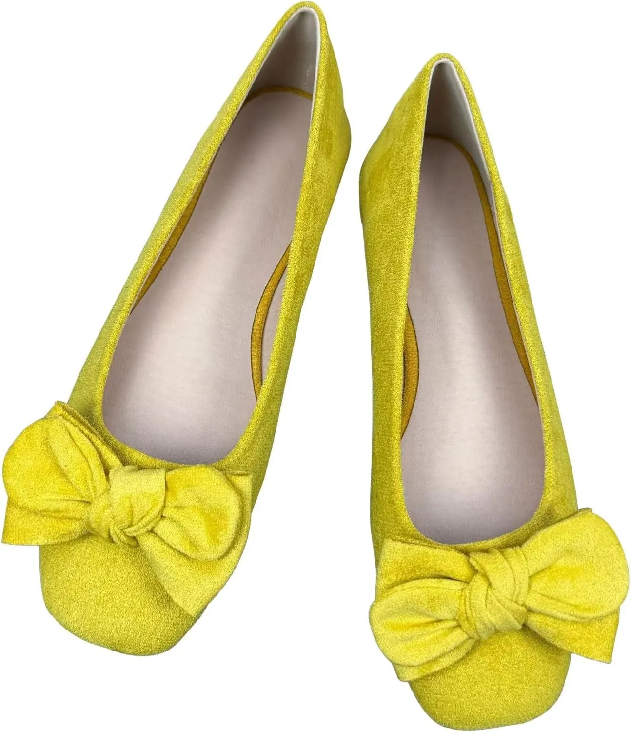 WENJIAZHIZHI Women's Bow-Knot Square Toe Ballet Flats Elegant Wedding Dressy Flat Shoes Comfortable Flat Shoes Female Slip-Ons Loafers