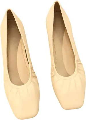 WENJIAZHIZHI Womens Ruched Ballet Flats for Ballerina Dancing Dress Shoes Women Dressy Comfortable Casual Slip Ons