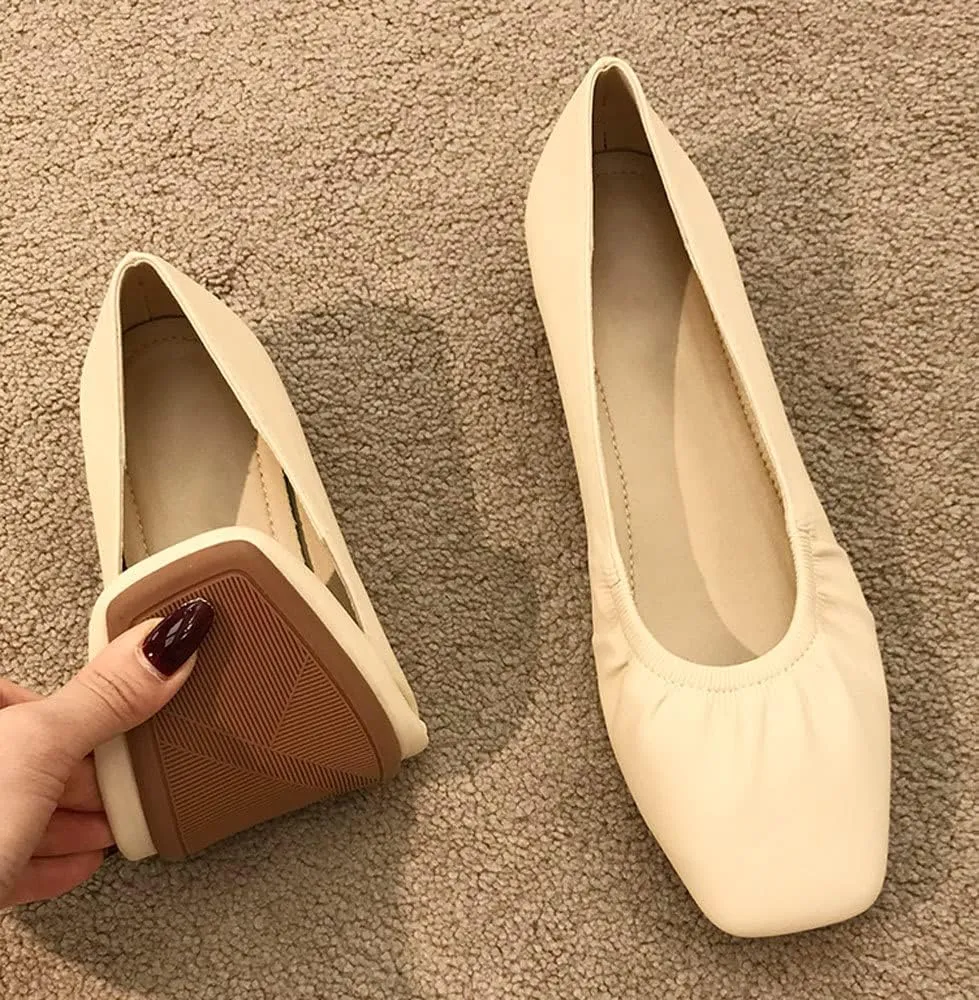 WENJIAZHIZHI Womens Ruched Ballet Flats for Ballerina Dancing Dress Shoes Women Dressy Comfortable Casual Slip Ons
