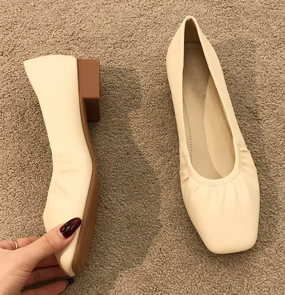 WENJIAZHIZHI Womens Ruched Ballet Flats for Ballerina Dancing Dress Shoes Women Dressy Comfortable Casual Slip Ons