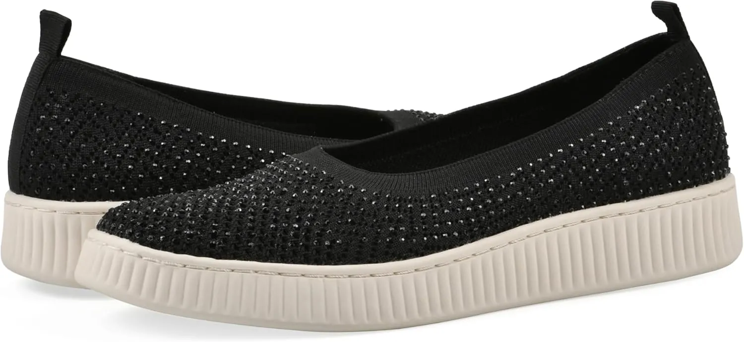 WHITE MOUNTAIN Women's Digs Sparkling Woven Knit Slip-On Flat