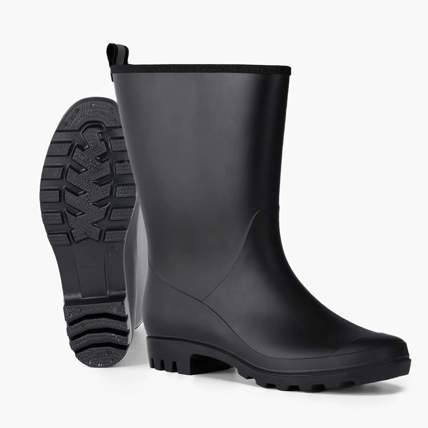 Wide Calf Rain Boots for Women Waterproof Mid-calf PVC Rubber Rain Boot Seamless Women's Rain Footwear Outdoor Garden Work Walking